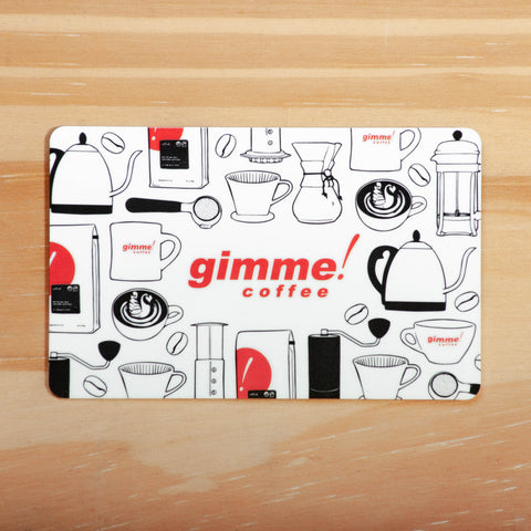 Gift card with coffee icons.