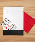 Gift card with coffee icons with sleeve and envelope.