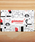 Gift card with coffee icons.